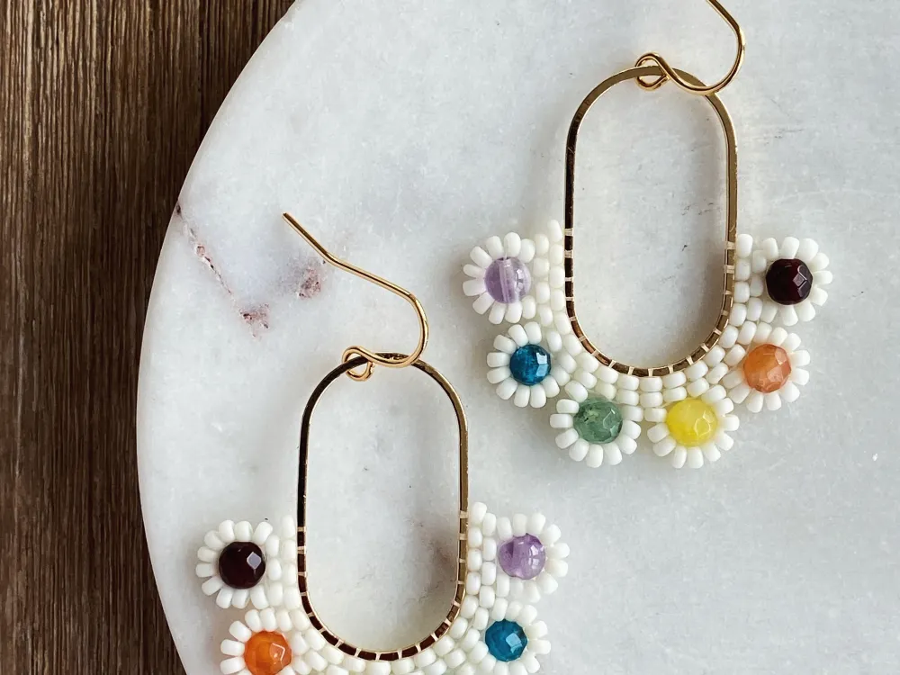 Lily of the Valley Beaded Earrings - 2