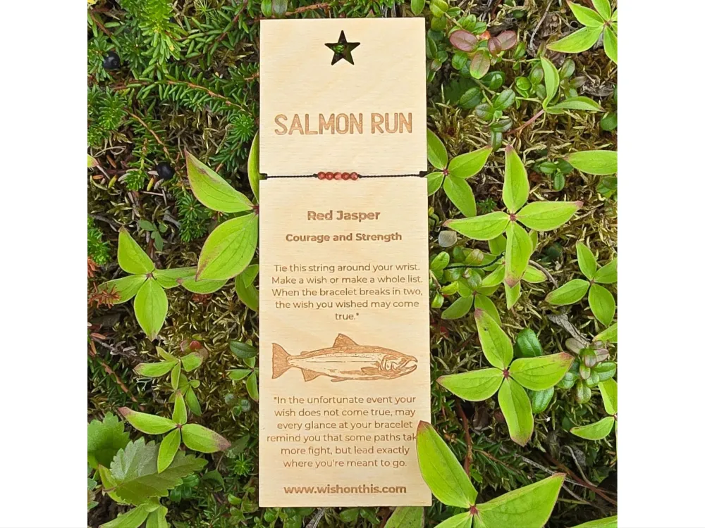 Salmon Run Wishing Bracelet – Red Jasper Alaska Adventure Gift - 1