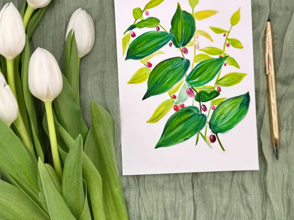 Twisted Stalk (Watermelon Berry) Greeting Card