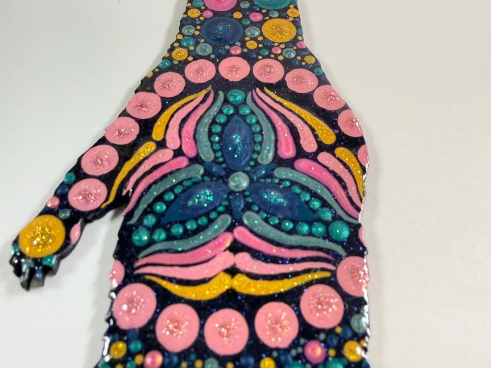 Standing Grizzly Bear Dot Mandala Painted Ornament - 2