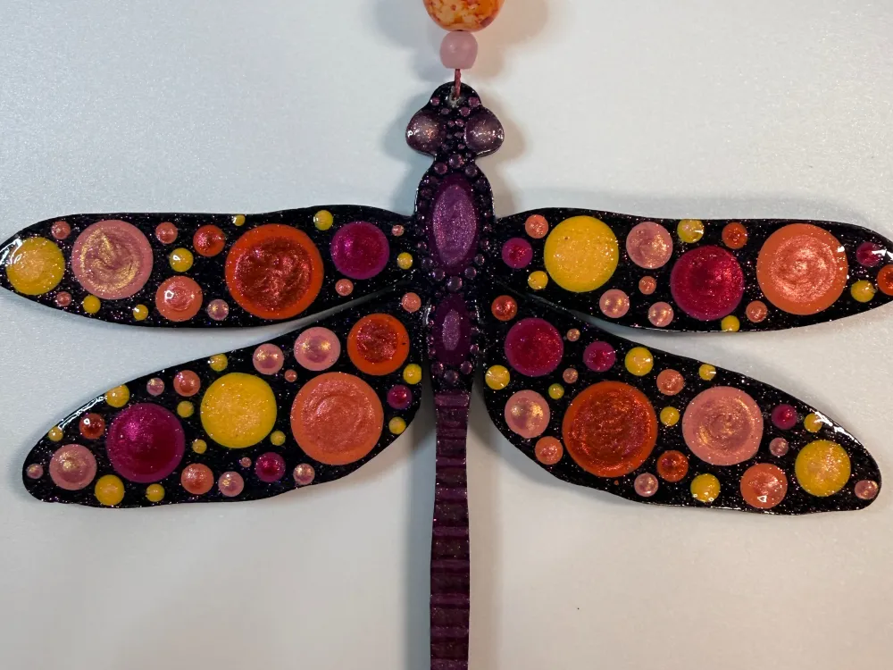 Dragonfly Dot Painted Ornament - 1
