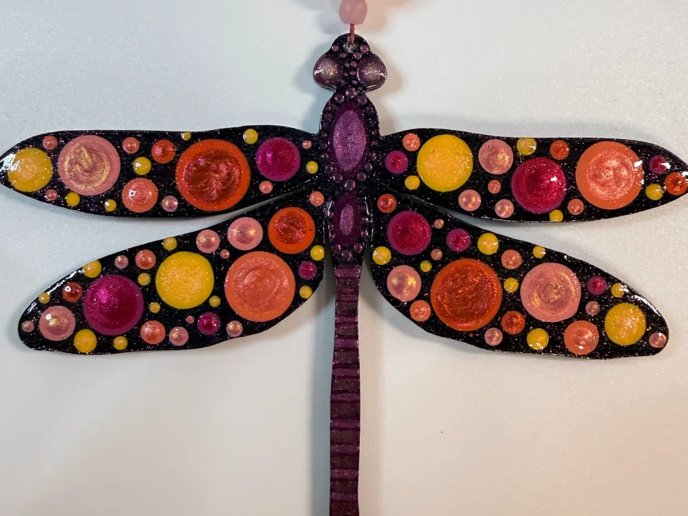 Dragonfly Dot Painted Ornament - 2