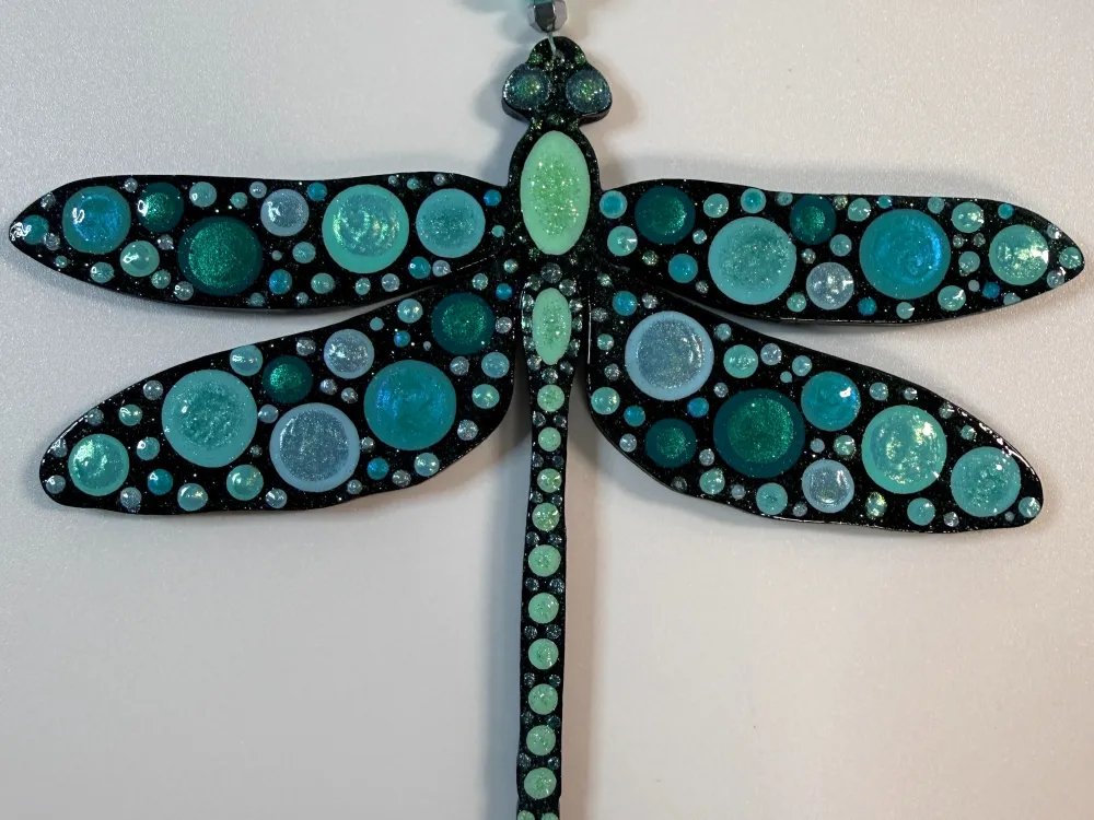 Dragonfly Dot Painted Ornament - 1