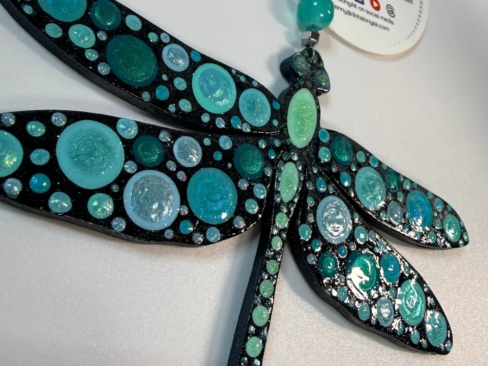 Dragonfly Dot Painted Ornament - 2