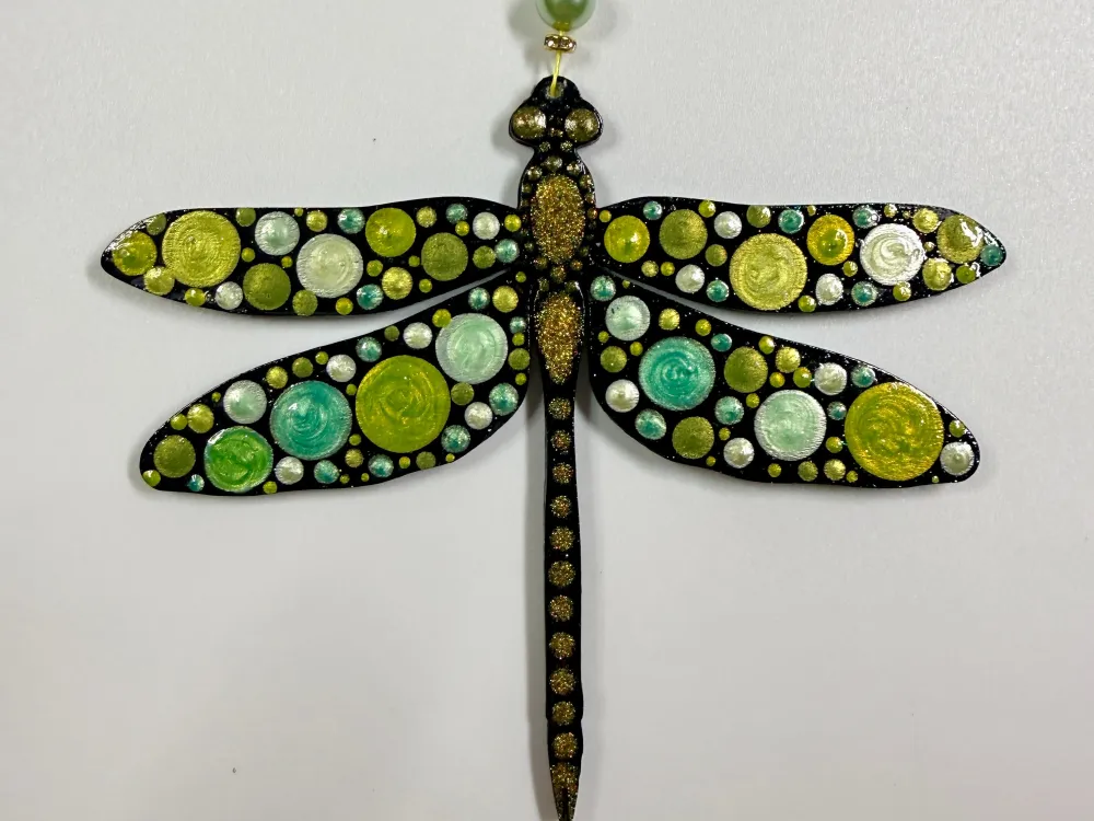Dragonfly Dot Painted Ornament - 1