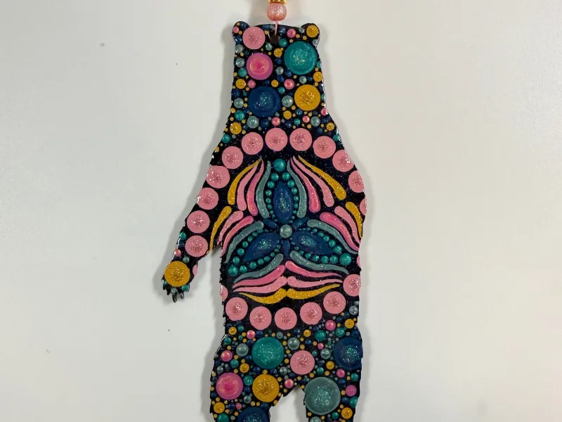Standing Grizzly Bear Dot Mandala Painted Ornament Available for Pick Up on Anthem of the Seas 5/25-6/1