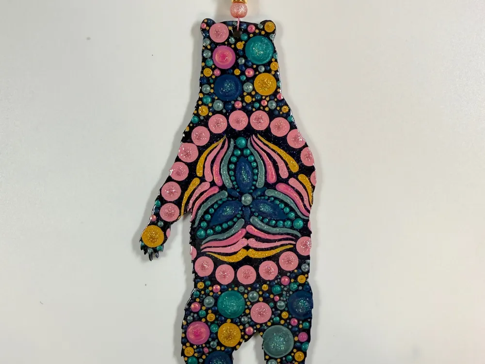 Standing Grizzly Bear Dot Mandala Painted Ornament Available for Pick Up on Anthem of the Seas 5/25-6/1 - 1