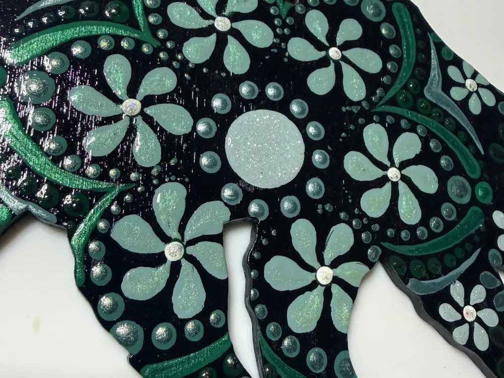 Grizzly Bear Dot Mandala Painted Ornament Available for Pick Up on Anthem of the Seas 5/25-6/1 - 2