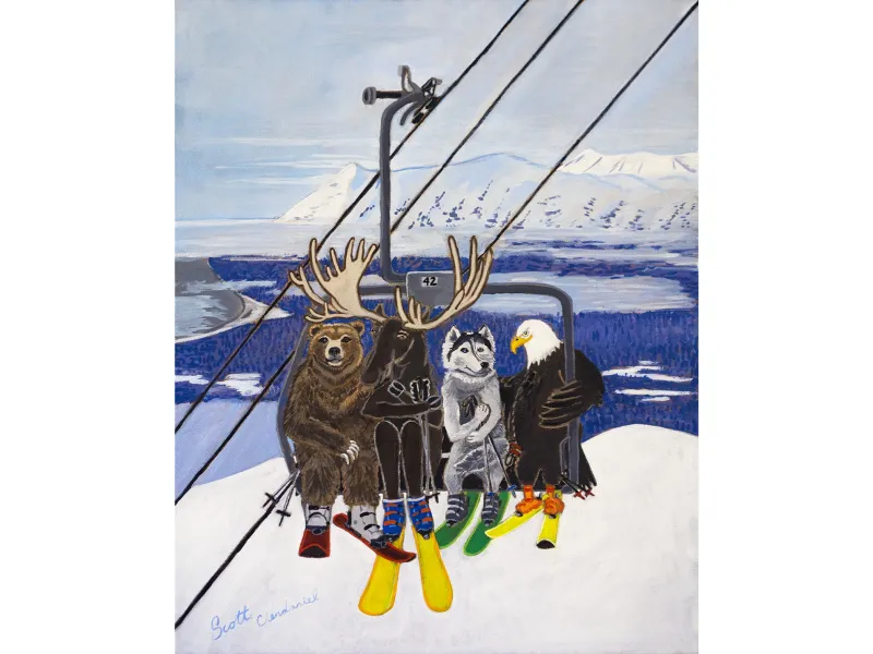 Ski Buddies Paper or Canvas Print