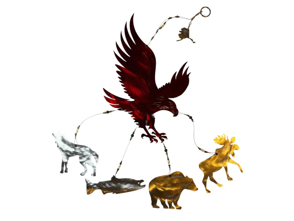 Eagle with Alaska animals metal windchime - 1