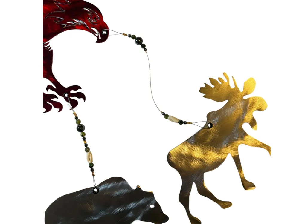Eagle with Alaska animals metal windchime - 2