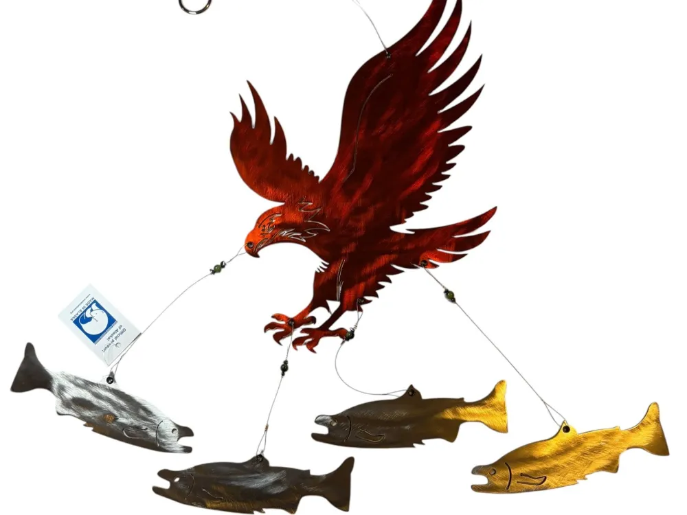 Eagle with Alaska animals metal windchime - 3