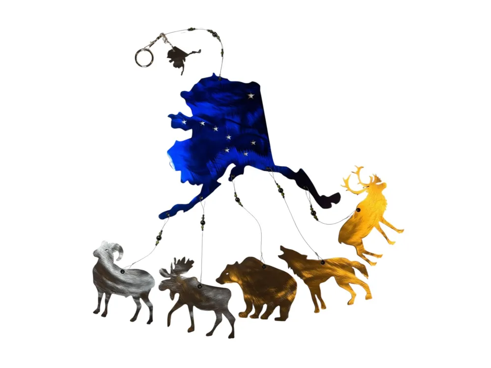 Alaska state with animals windchime - 1