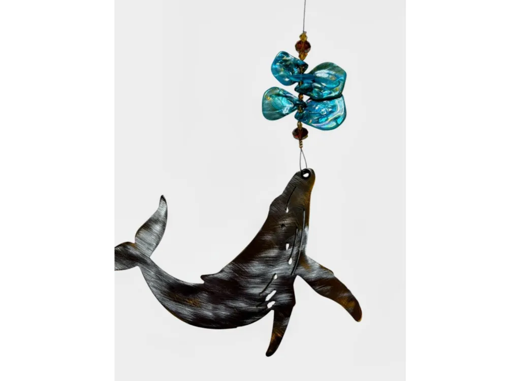 Humpback whales with bubble windchime - 2