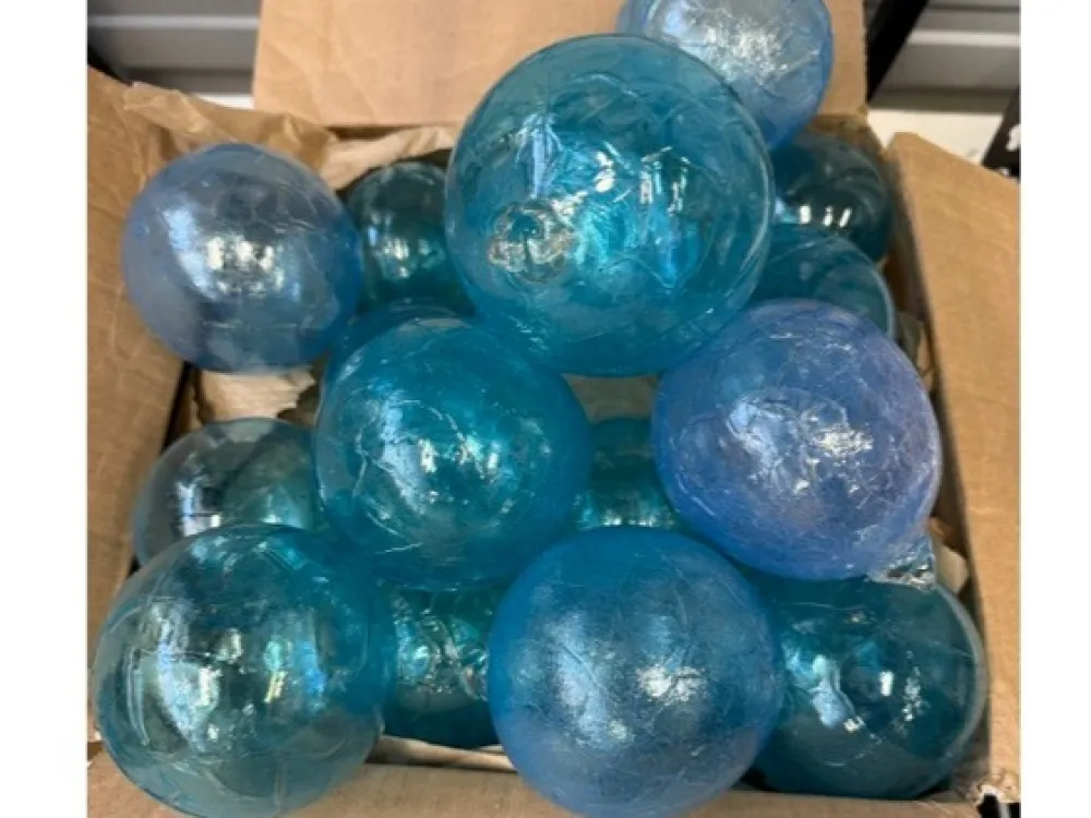 Handblown glacial blue balls - 5