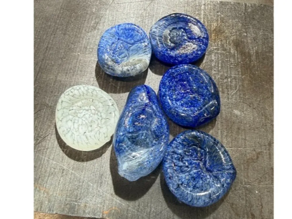 Handblown Alaska stamped glass coins - 2