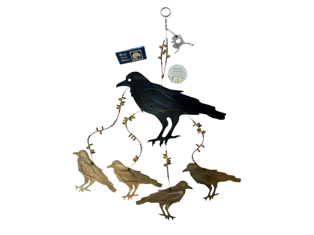 Black Raven with premium beading wind chime