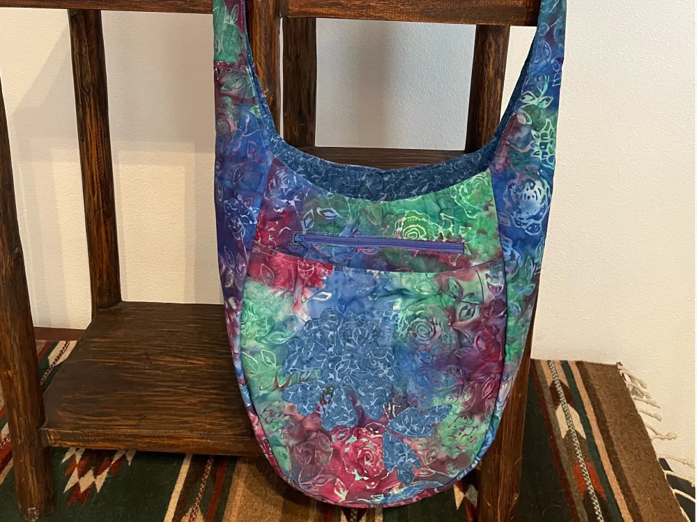 Mottled Blue Hobo Bag - 1