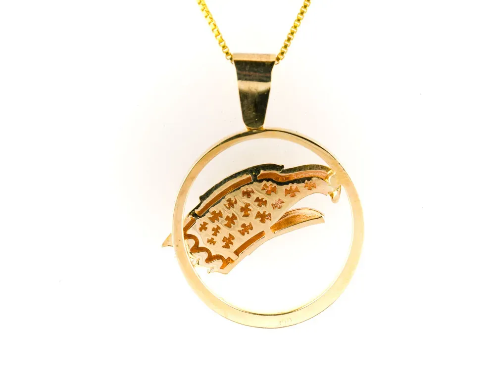 Hand Crafted Circle Eagle Pendant With Diamond - 2