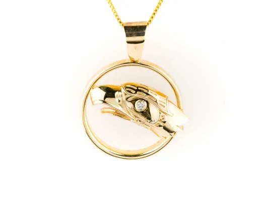 Hand Crafted Circle Eagle Pendant With Diamond