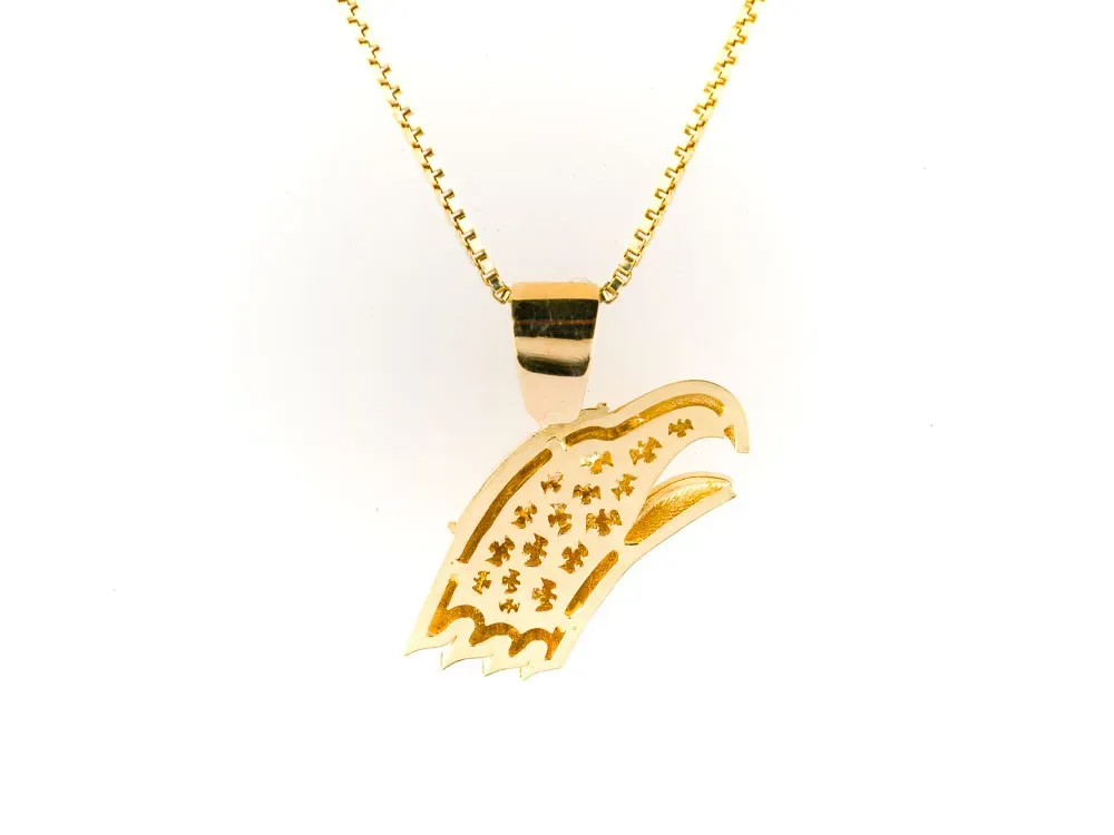 Hand Crafted Eagle Pendant With Diamond - 2