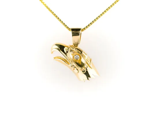 Hand Crafted Eagle Pendant With Diamond