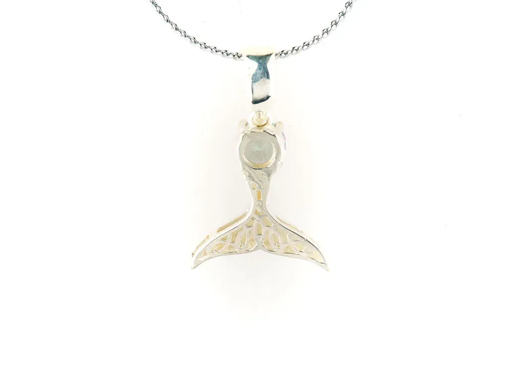 Hand Crafted Whale Tail Pendant With Northern Light's Stone - 2
