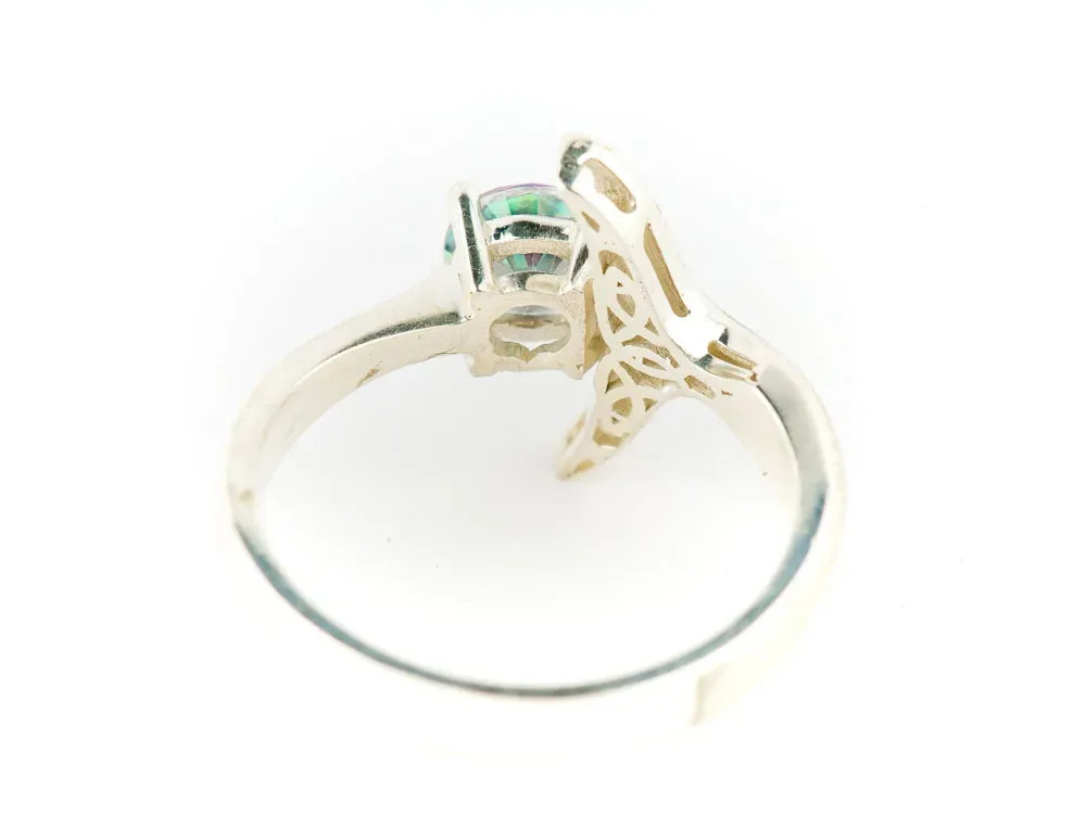 Hand Crafted Whale Tail Women's Ring With Northern Light's Stone - 2