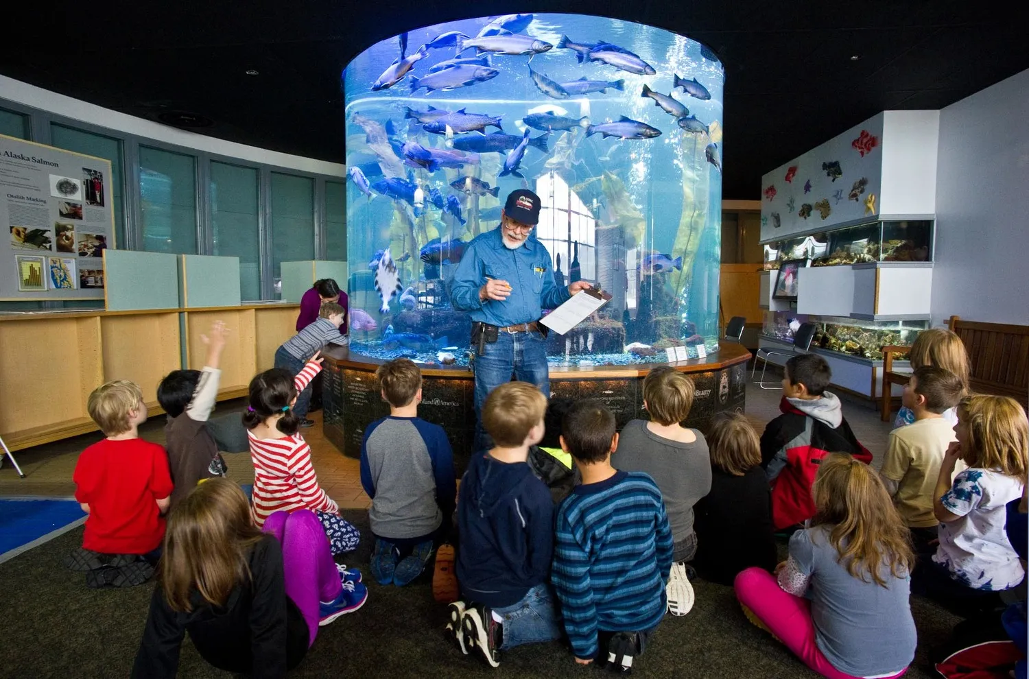 Second graders learning about salmon at DIPAC in Juneau