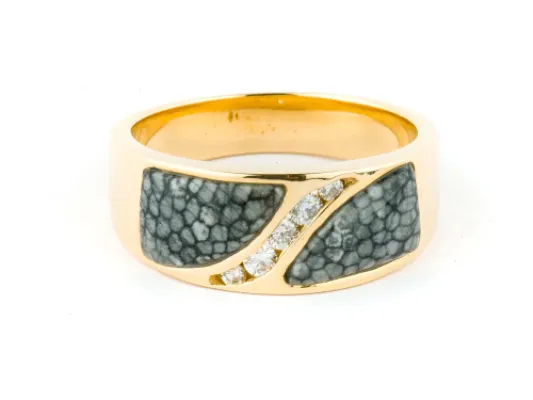 Alaska Sea Coral Men's Ring With A Swirl Of Center Diamonds