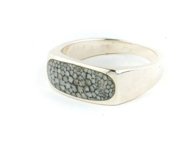 Alaska Sea Coral Rounded Rectangular Men's Ring