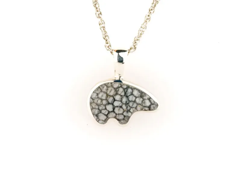 Alaska Sea Coral Small Bear Pendant