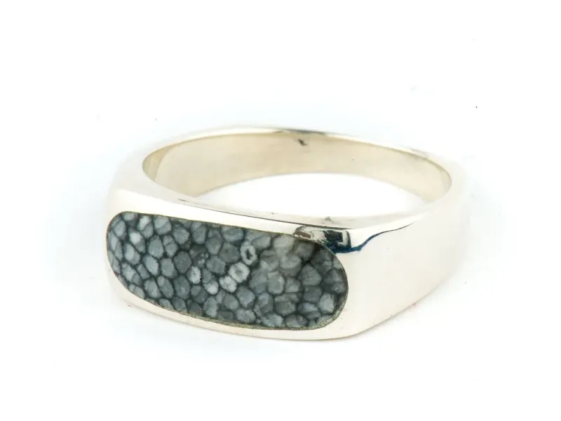 Alaska Sea Coral  Ring with Elongated Inlay