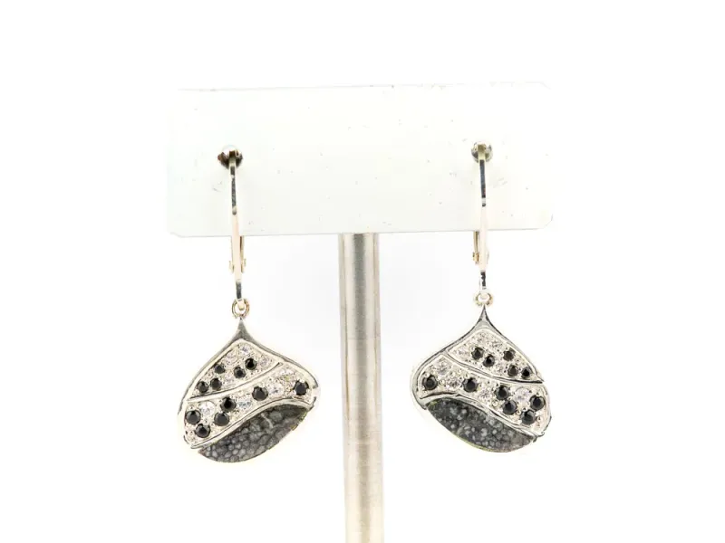 Alaska Sea Coral Wave Earrings With White Diamonds & Sapphires