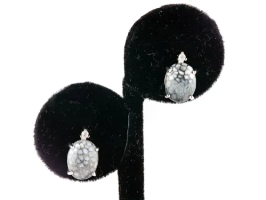 Alaska Sea Coral Oval Earrings With Diamond