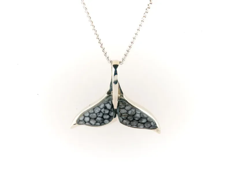 Alaska Sea Coral Stylized Pointed Tail Whale Tail Pendant