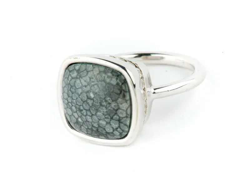 Alaska Sea Coral Large Ladies Princess Style Ring Surrounded By Diamonds