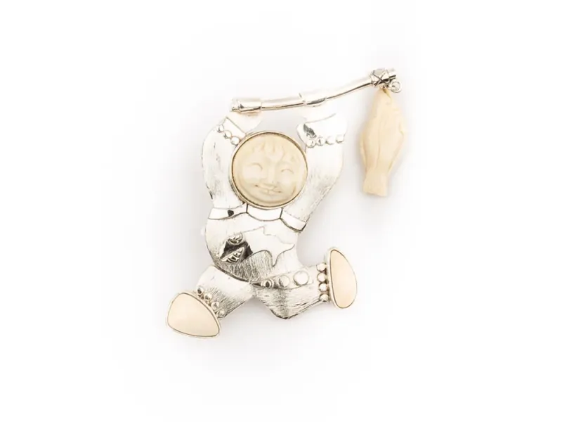 Alaska Fishing Nome Mammoth Ivory Pin