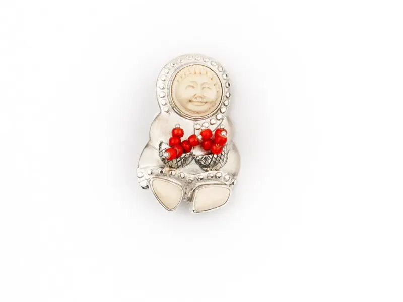 Alaska Skagway Cranberry Picker Mammoth Ivory Pin