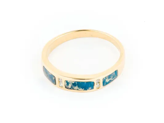 Star Of Alaska Covellite Three Panel Men's Ring With Diamonds