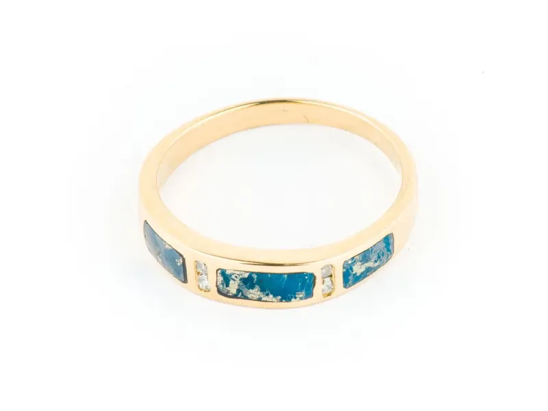 Star Of Alaska Covellite Three Panel Men's Ring With Diamonds