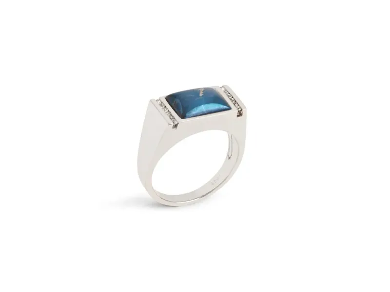 Star Of Alaska Covellite Rectangular Ladies Ring