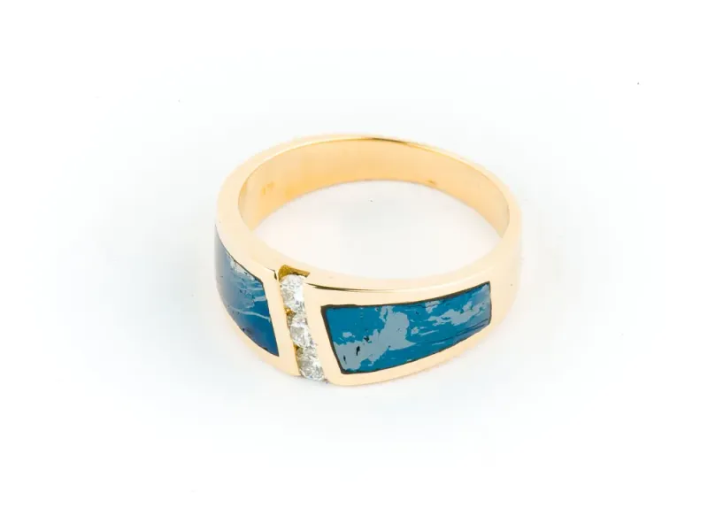 Star Of Alaska Ladies Ring With 3 Center Diagonal White Diamonds
