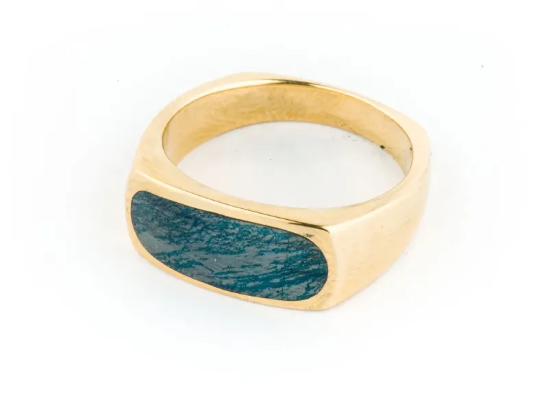 Star Of Alaska Covellite Men's Elongated Oval Shaped Ring