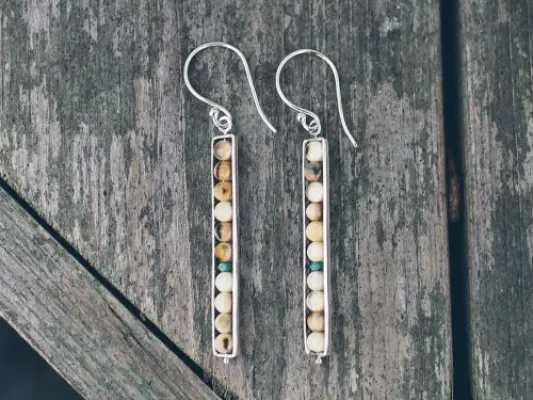 Ivory Jacks Fossilized Woolly Mammoth Ivory Linear Earrings