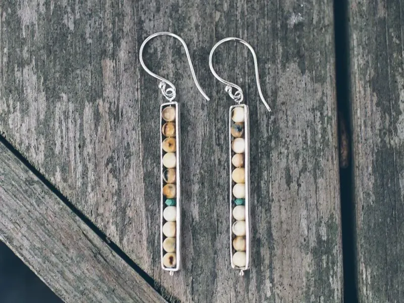 Ivory Jacks Fossilized Woolly Mammoth Ivory Linear Earrings