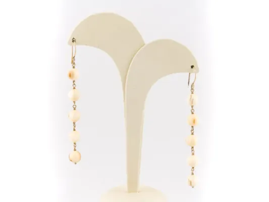 Ivory Jacks Fossilized Woolly Mammoth Ivory Long Dangle Earrings