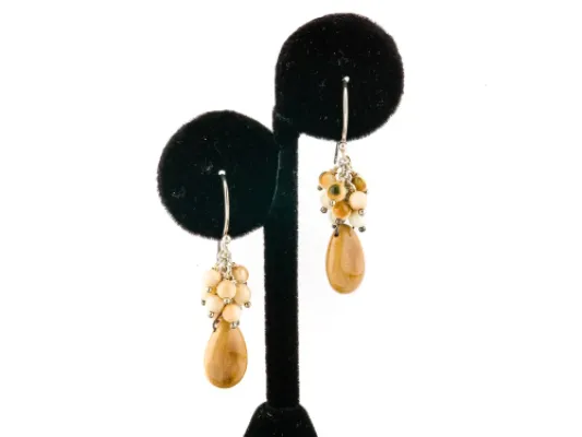 Ivory Jacks Fossilized Woolly Mammoth Ivory Oval Cluster Earrings