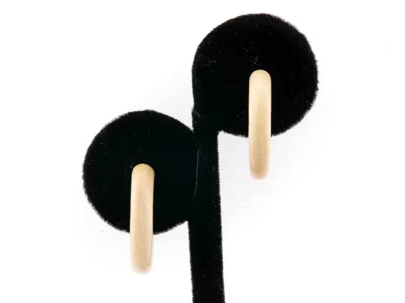 Ivory Jacks Fossilized Woolly Mammoth Ivory Small Hoop Earrings