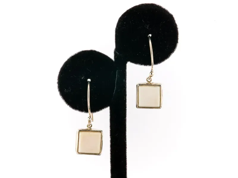 Ivory Jacks Fossilized Woolly Mammoth Ivory Square Earrings